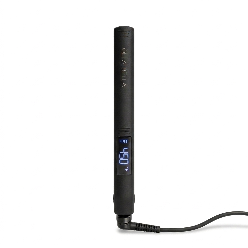 An Olla Bella 1" Hair Straightener with a digital temperature display showing 450 degrees Fahrenheit, set against a plain white background with its power cord visible.